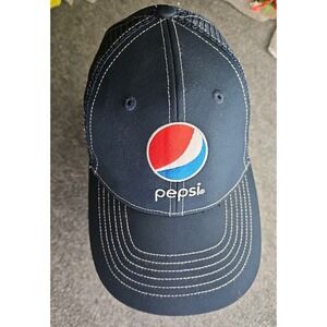 Pepsi Soda Navy Blue Mesh Snapback Trucker Hat Embroidered Logo G&G Outfitters